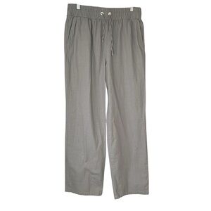 Unbranded gray straight leg cotton/flax blend elastic waist pull on pant. Size L